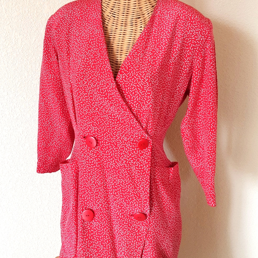 Silk Studio Vintage Double Breasted Polka Dot Dress